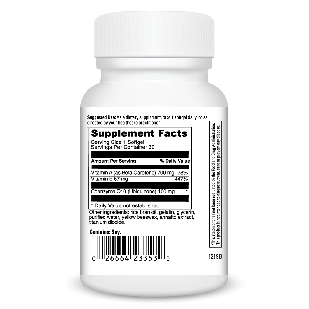 CoQsol 100 mg Supplement Facts Label