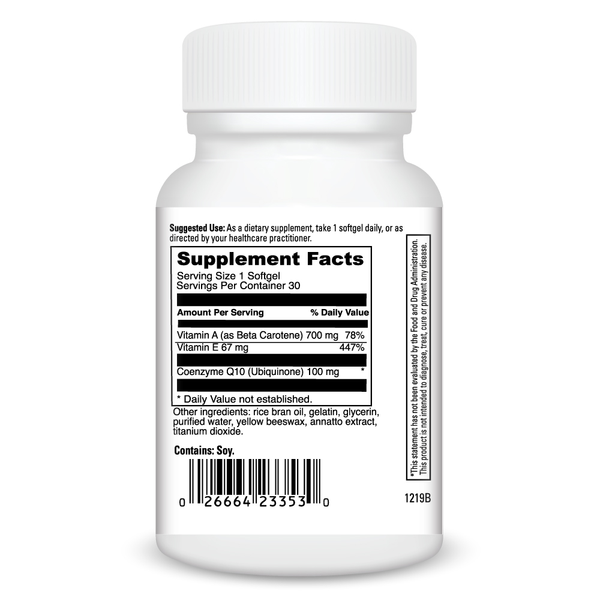 CoQsol 100 mg Supplement Facts Label