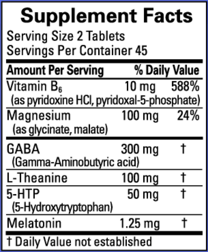 Put Me to Sleep Supplement Facts Label
