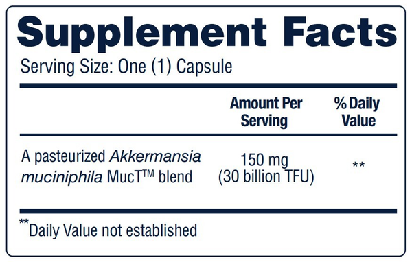 Akkermansia Essential Supplement Facts Label