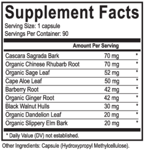 Colon Clear Supplement Facts Label