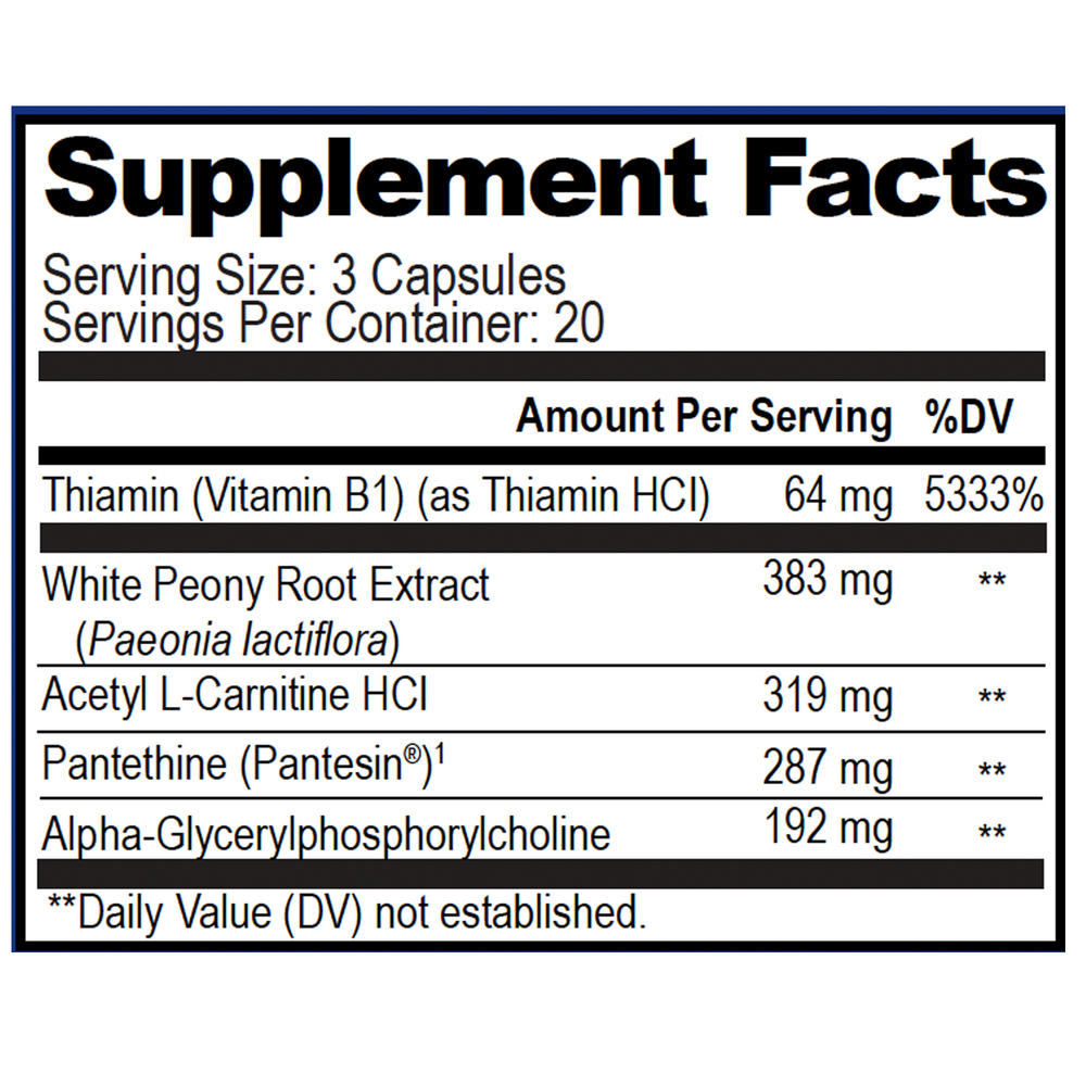 Acetylcholine Brain Food Supplement Facts Label