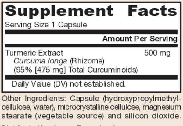 Curcumin 95 Supplement Facts Label