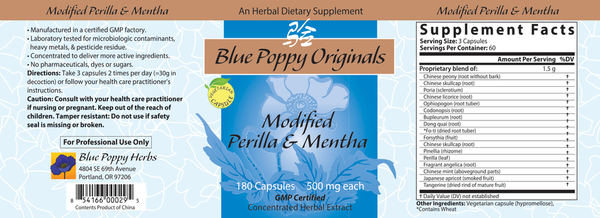 Modified Perilla Supplement Facts Label