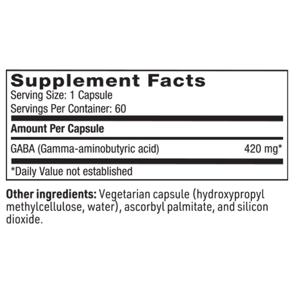 GABA Supplement Facts Label