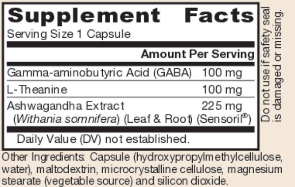 GABA Soothe Supplement Facts Label