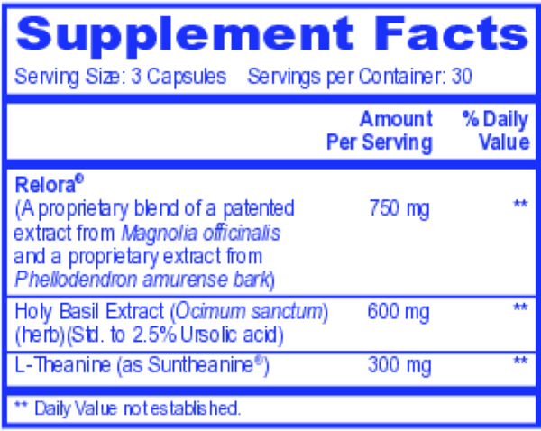 QuiCalm Supplement Facts Label