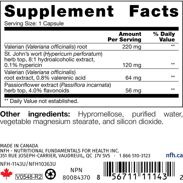 Mood Support SAP Supplement Facts Label