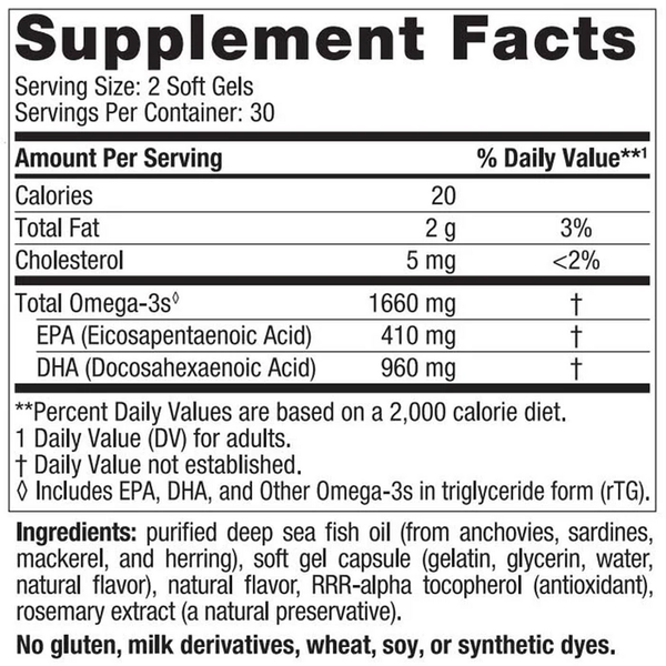 ProDHA Xtra (Formerly ProDHA 1000) 120 Count Supplement Facts Label