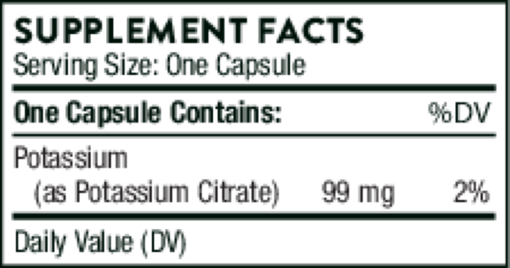 Potassium Citrate Supplement Facts Label