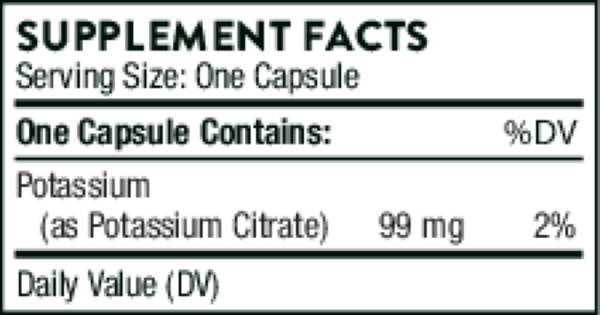 Potassium Citrate Supplement Facts Label