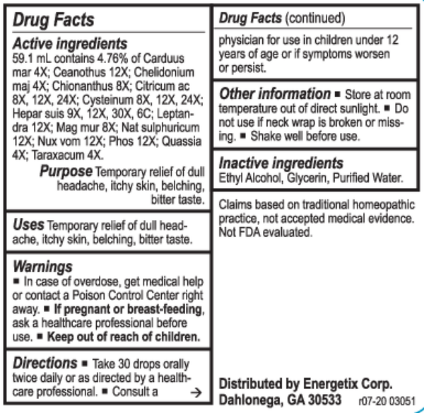 Hepatic-Tone Supplement Facts Label