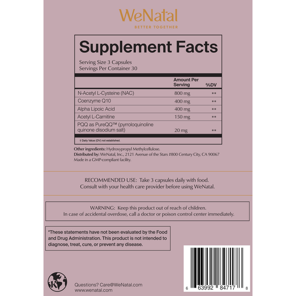 Egg Quality+ For Her Supplement Facts Label
