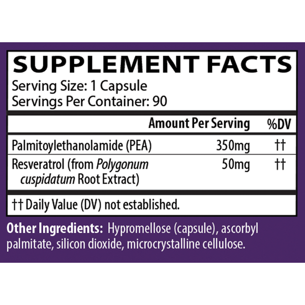PEA Soothe Support Supplement Facts Label