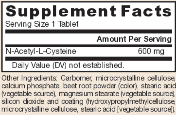 N-A-C Sustain Supplement Facts Label