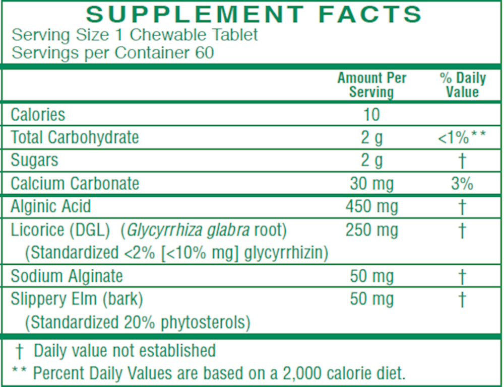 Acid Block Supplement Facts Label