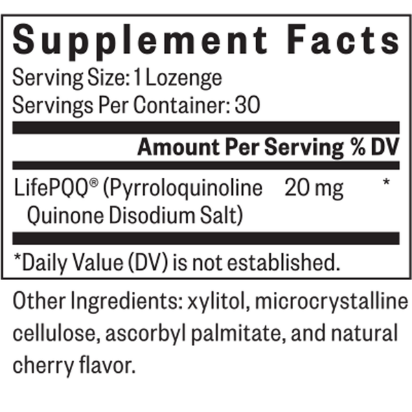 PQQ Lozenge Supplement Facts Label