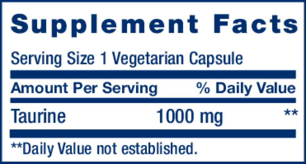 Taurine 1000 mg Supplement Facts Label