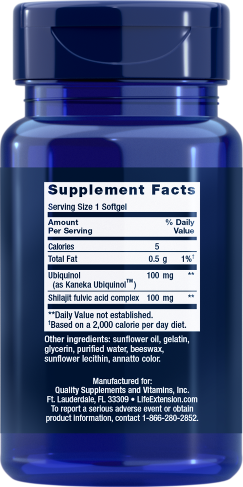 Super Ubiquinol CoQ10 with Enhanced Mitochondrial Support™ 200mg Supplement Facts Label