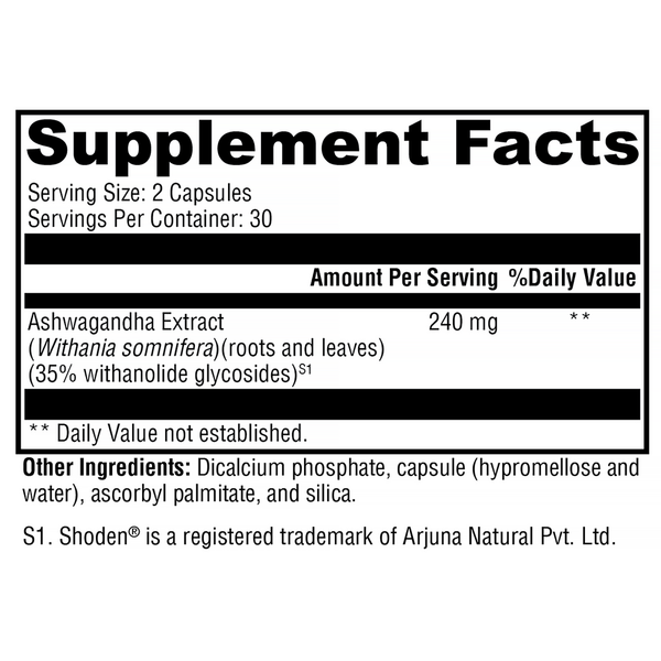 Ashwagandha 35 Supplement Facts Label
