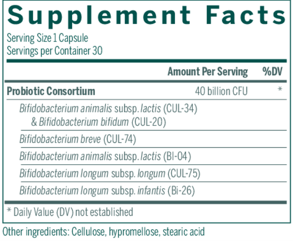 HMF BIFIDO CAPSULES Supplement Facts Label