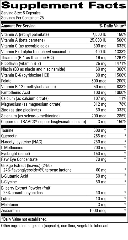 Visio Plex® Supplement Facts Label
