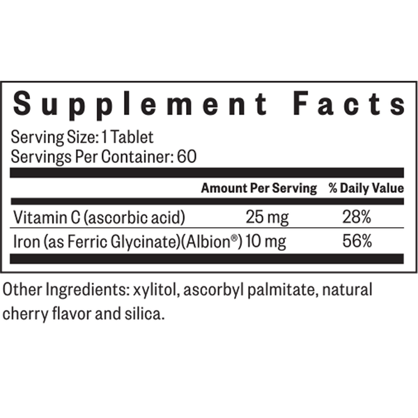 Iron Chewable Supplement Facts Label