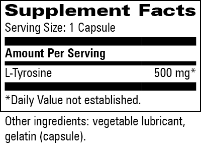 L-Tyrosine 500 mg Supplement Facts Label