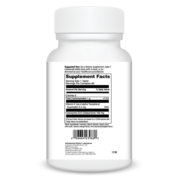 Coenzyme Q10 Chewmelt 100 Mg Supplement Facts Label