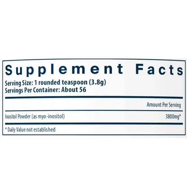 Inositol Powder Supplement Facts Label
