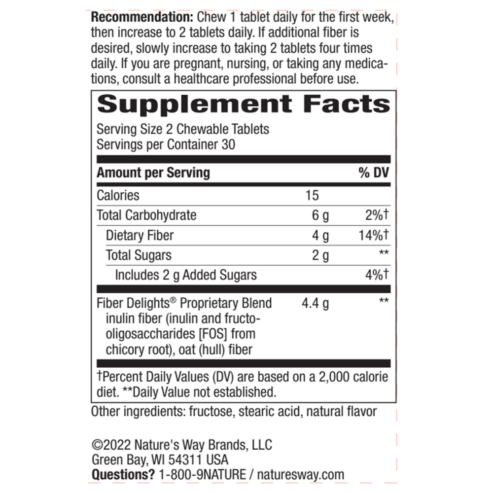 Fiber Delights - Vanilla Supplement Facts Label