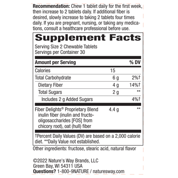 Fiber Delights - Vanilla Supplement Facts Label