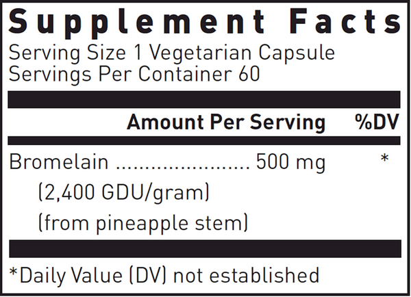 Bromelain 500 mg Supplement Facts Label