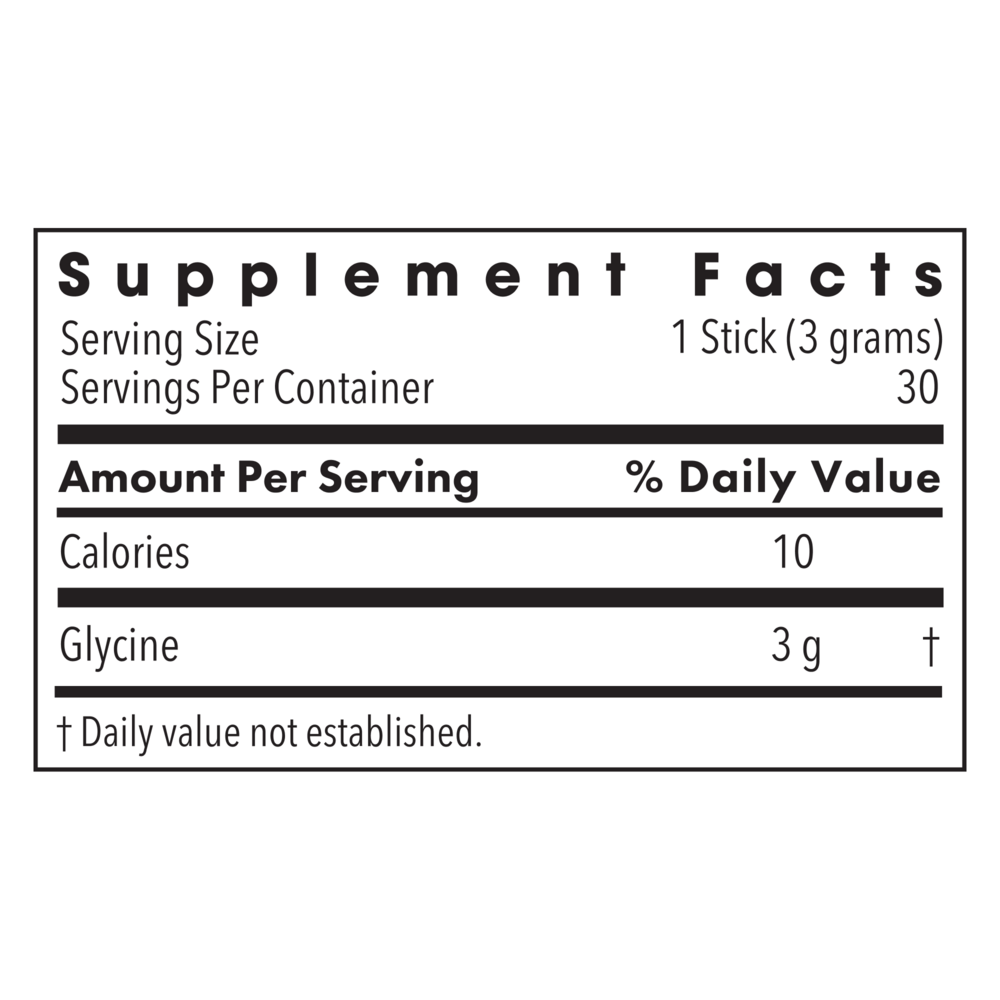 Glycine Sticks Supplement Facts Label