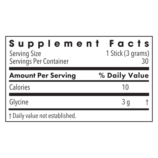 Glycine Sticks Supplement Facts Label