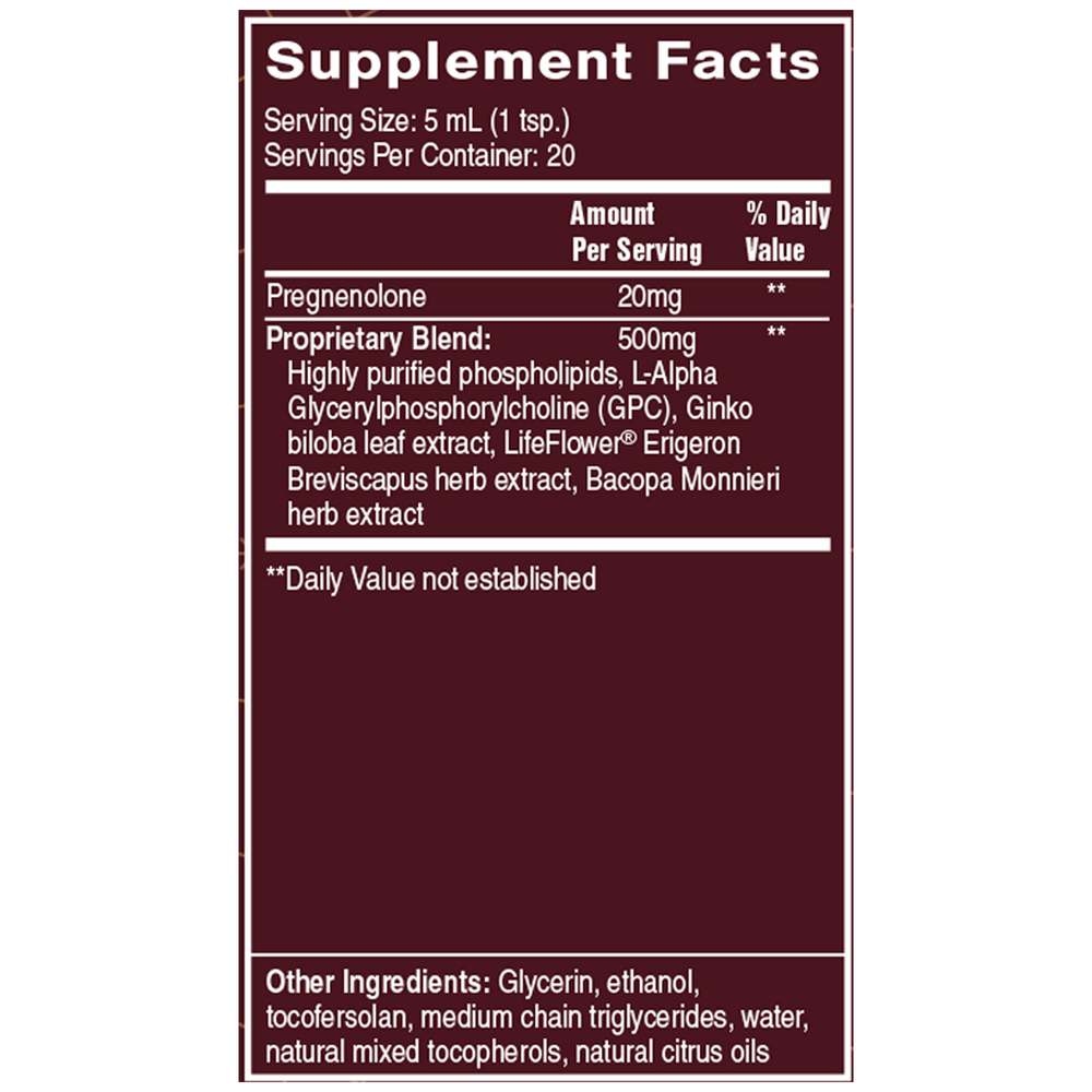 Neuro Pregnenolone+ Supplement Facts Label