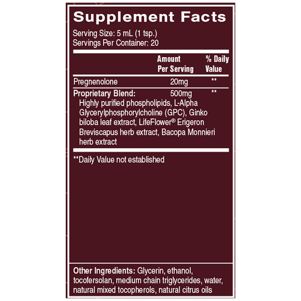 Neuro Pregnenolone+ Supplement Facts Label