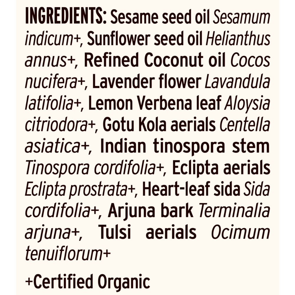 Daily Massage Oil Supplement Facts Label