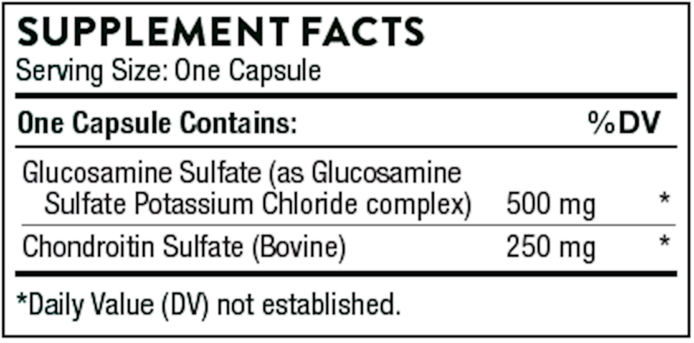 Glucosamine & Chondroitin Supplement Facts Label