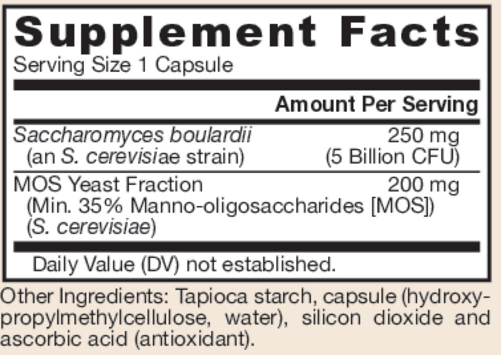 Saccharomyces Boulardii + MOS Supplement Facts Label