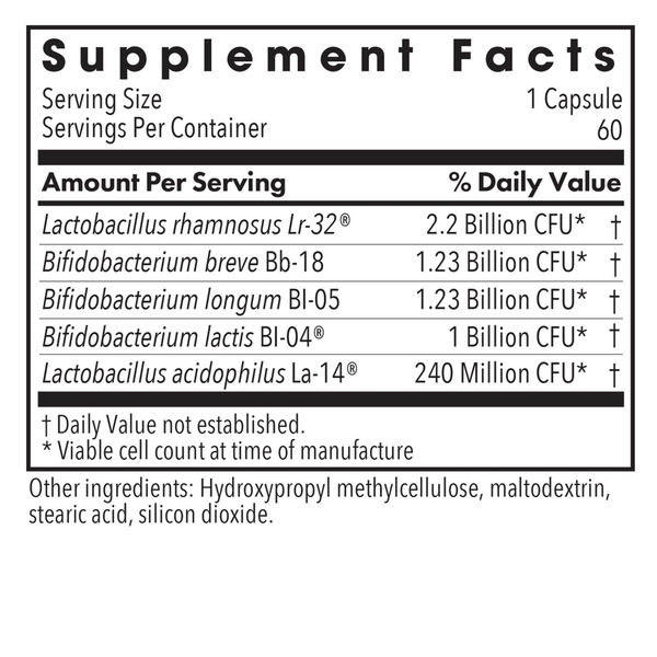 BifidoBiotics Supplement Facts Label