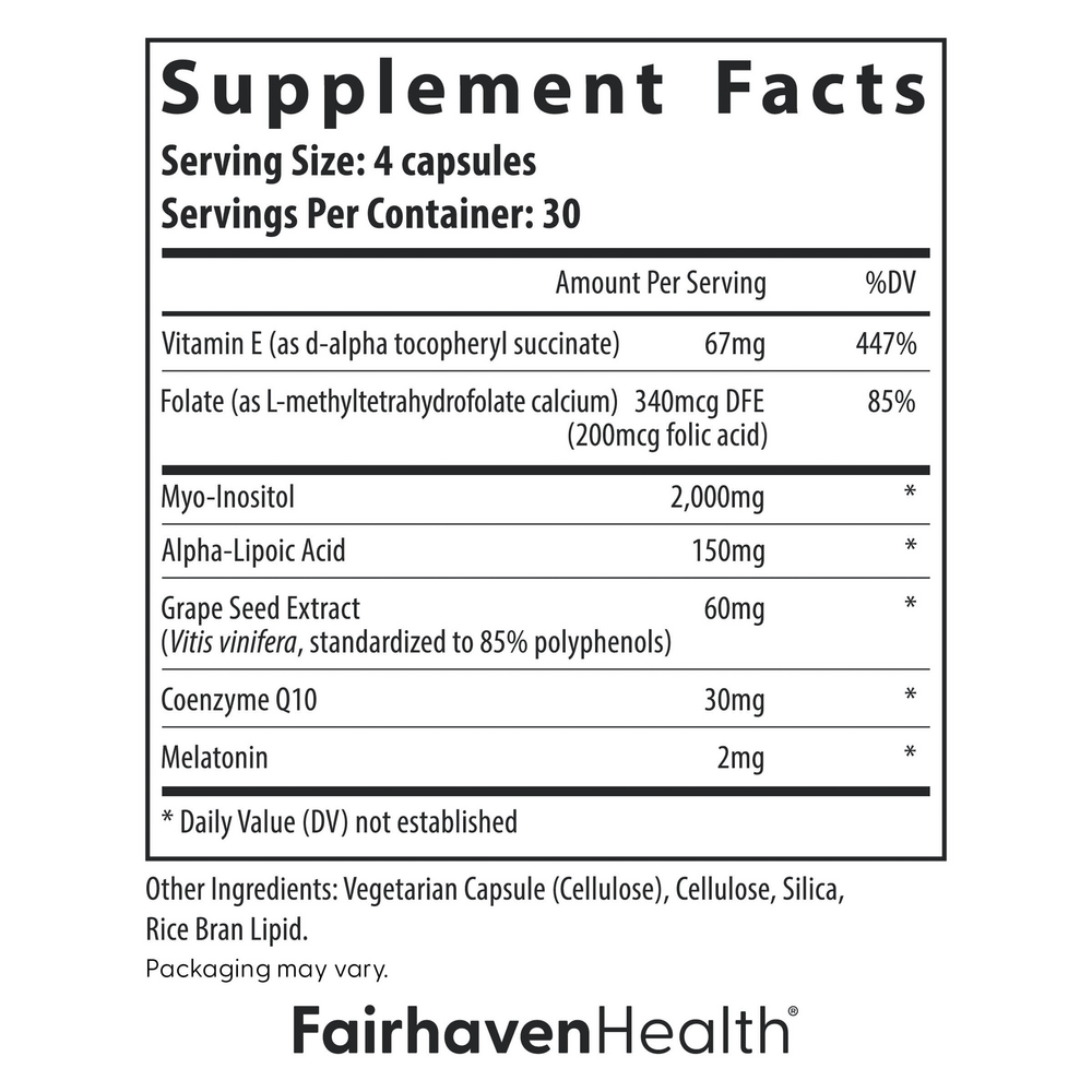 OvaBoost for Women Supplement Facts Label