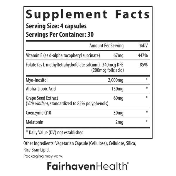 OvaBoost for Women Supplement Facts Label