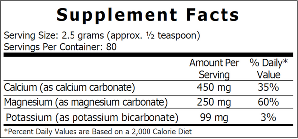 Tri-Salts 200g Supplement Facts Label