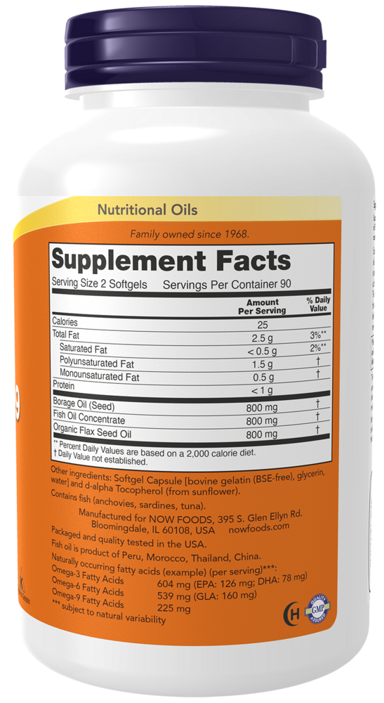 Super Omega 3-6-9 - 180 Softgels Supplement Facts Label