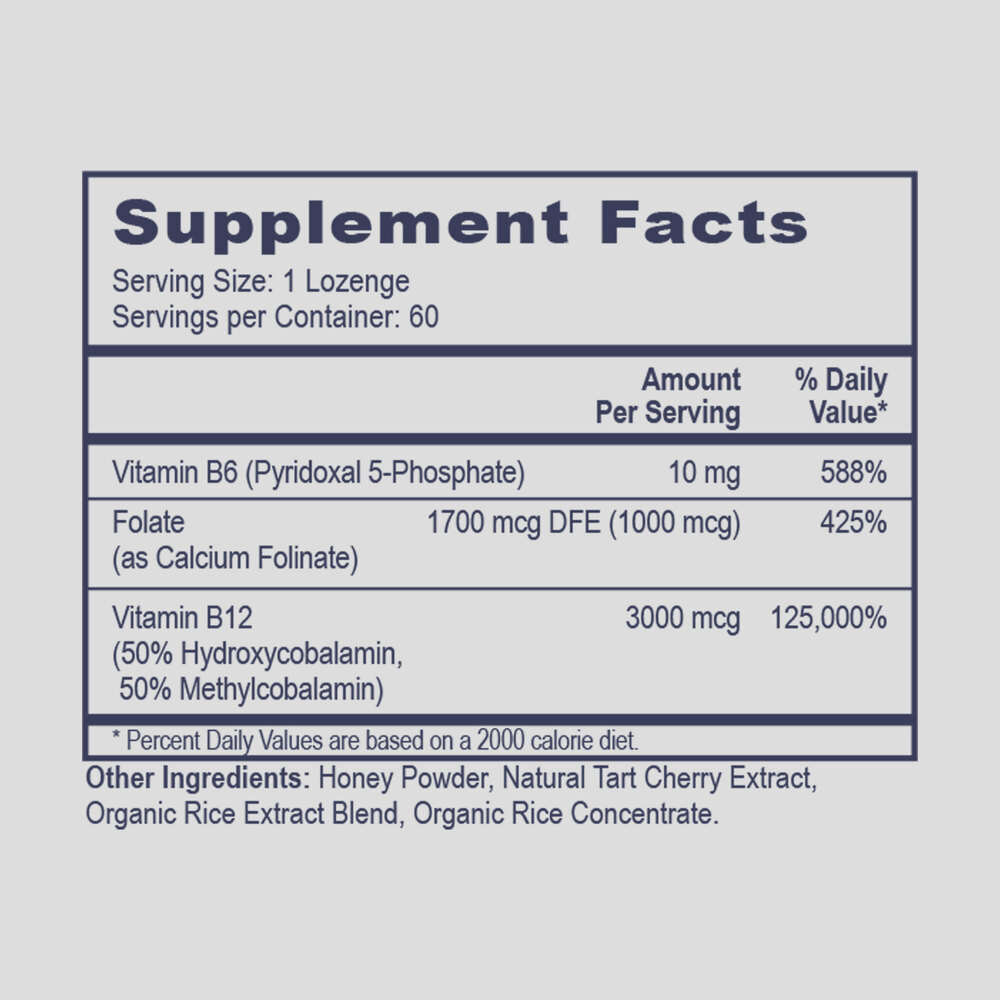 3B Complex Supplement Facts Label