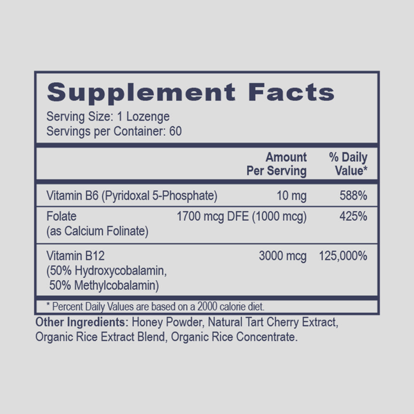 3B Complex Supplement Facts Label
