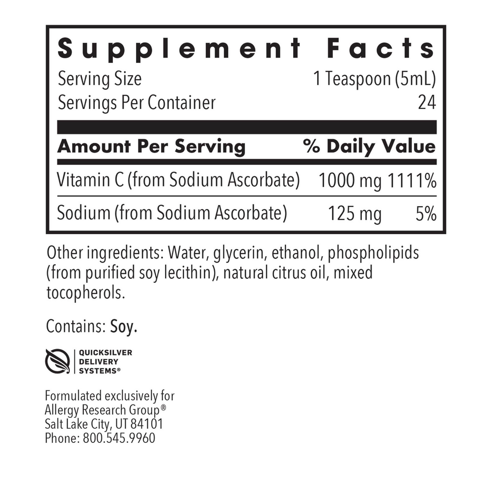 Micro Liposomal C Supplement Facts Label