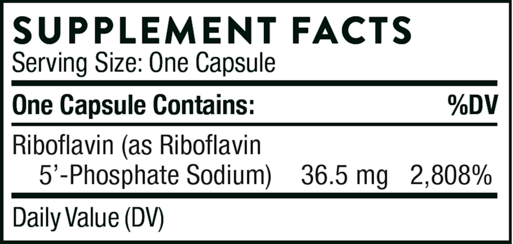 Riboflavin 5'-Phosphate Supplement Facts Label