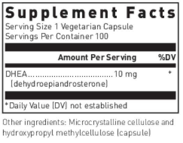 DHEA (10 Mg.) Supplement Facts Label